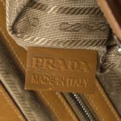Pre Owned Prada Brown/Beige Canvas and Leather Frame Doctor Satchel