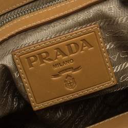 Pre Owned Prada Brown/Beige Canvas and Leather Frame Doctor Satchel