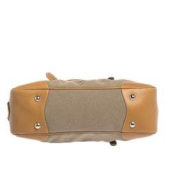 Pre Owned Prada Brown/Beige Canvas and Leather Frame Doctor Satchel