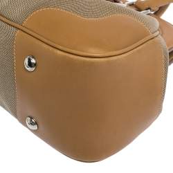 Pre Owned Prada Brown/Beige Canvas and Leather Frame Doctor Satchel