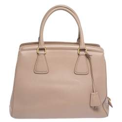 Pre Owned Prada Beige Saffiano Leather Parabole Tote