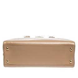 Pre Owned  Prada Beige Saffiano Venice Leather Pyramid Frame Top Handle Bag 