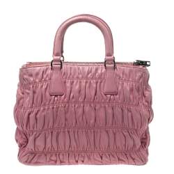 Pre Owned Prada Pink Gaufre Leather Double Zip Tote