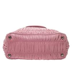 Pre Owned Prada Pink Gaufre Leather Double Zip Tote