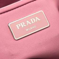 Pre Owned Prada Pink Gaufre Leather Double Zip Tote