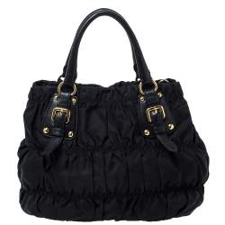 Pre Owned Prada Black Tessuto Nylon Gaufre Tote 