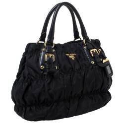 Pre Owned Prada Black Tessuto Nylon Gaufre Tote 