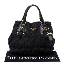 Pre Owned Prada Black Tessuto Nylon Gaufre Tote 