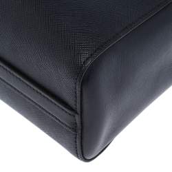 Pre Owned Prada Navy Blue Saffiano Lux Leather Magentic Closure Tote