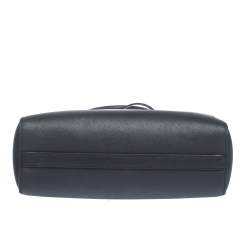 Pre Owned Prada Navy Blue Saffiano Lux Leather Magentic Closure Tote