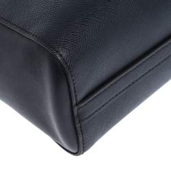 Pre Owned Prada Navy Blue Saffiano Lux Leather Magentic Closure Tote