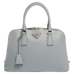 Pre Owned Prada Grey Saffiano Lux Leather Promenade Satchel