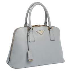 Pre Owned Prada Grey Saffiano Lux Leather Promenade Satchel