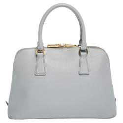 Pre Owned Prada Grey Saffiano Lux Leather Promenade Satchel