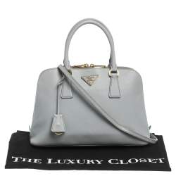 Pre Owned Prada Grey Saffiano Lux Leather Promenade Satchel