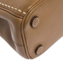 Pre Owned Prada Tan Leather Mini Double Zip Tote