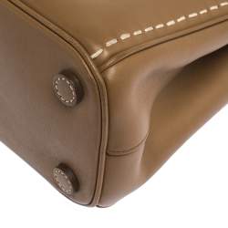 Pre Owned Prada Tan Leather Mini Double Zip Tote