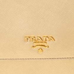Pre Owned Prada Metallic Gold Saffiano Lux Leather Flap Crossbody Bag