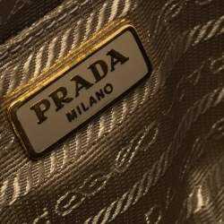 Pre Owned Prada Metallic Gold Saffiano Lux Leather Studded Mini Crossbody Bag