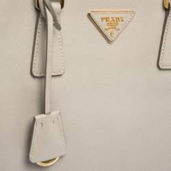 Pre Owned Prada Grey Saffiano Lux Leather Tote