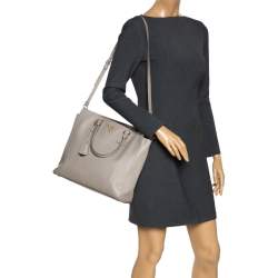 Pre Owned Prada Grey Saffiano Lux Leather Tote