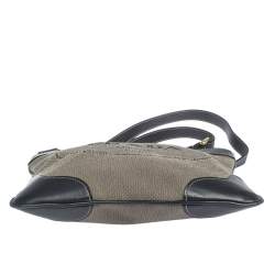 Pre Owned Prada Dark Blue/White Logo Jacquard Canvas and Leather Crossbody Bag