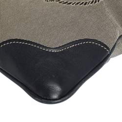 Pre Owned Prada Dark Blue/White Logo Jacquard Canvas and Leather Crossbody Bag