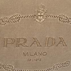Prada Beige/Brown Logo Jacquard Fabric and Leather Messenger Bag