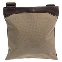 Prada Beige/Brown Logo Jacquard Fabric and Leather Messenger Bag