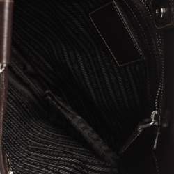 Prada Beige/Brown Logo Jacquard Fabric and Leather Messenger Bag