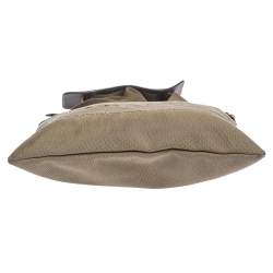 Prada Beige/Brown Logo Jacquard Fabric and Leather Messenger Bag