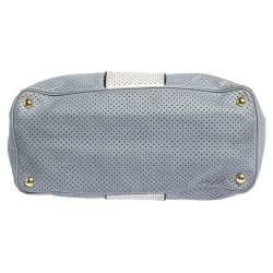Pre Owned Prada Bicolor Perforated Saffiano Lux Leather Medium Tote