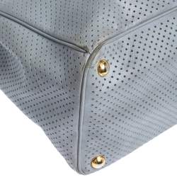 Pre Owned Prada Bicolor Perforated Saffiano Lux Leather Medium Tote