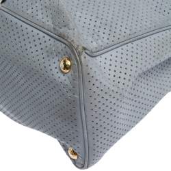 Pre Owned Prada Bicolor Perforated Saffiano Lux Leather Medium Tote