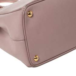 Pre Owned Prada Pale Pink Saffiano Lux Leather Medium Double Zip Tote