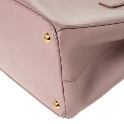 Pre Owned Prada Pale Pink Saffiano Lux Leather Medium Double Zip Tote