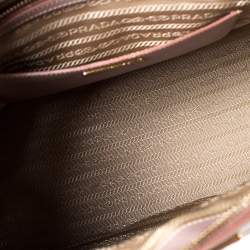 Pre Owned Prada Pale Pink Saffiano Lux Leather Medium Double Zip Tote