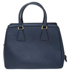 Pre Owned Prada Navy Blue Saffiano Lux Leather Parabole Tote