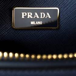Pre Owned Prada Navy Blue Saffiano Lux Leather Parabole Tote