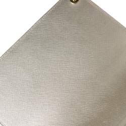 Pre Owned Prada Metallic Gold Saffiano Leather Logo Flap Chain Shoulder Bag