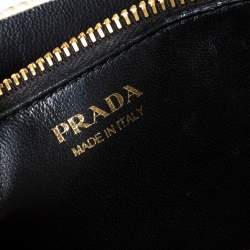 Pre Owned Prada Metallic Gold Saffiano Leather Logo Flap Chain Shoulder Bag