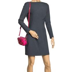 Pre Owned Prada Two Tone Pink Nylon and Patent Leather Jeweled Camera Crossbody Bag