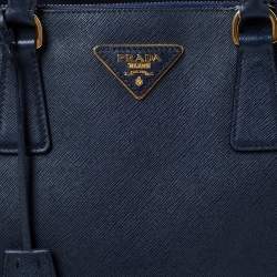 Pre Owned Prada Blue Saffiano Lux Leather Large Double Zip Tote