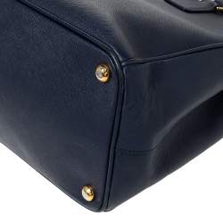 Pre Owned Prada Blue Saffiano Lux Leather Large Double Zip Tote