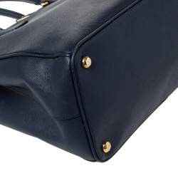 Pre Owned Prada Blue Saffiano Lux Leather Large Double Zip Tote