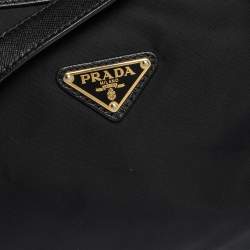 Pre Owned Prada Black Tessuto Nylon and Leather Crossbody Bag