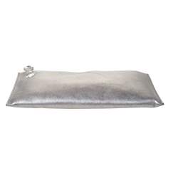 Pre Owned Prada Silver Saffiano Vernice Leather Push Lock Clutch
