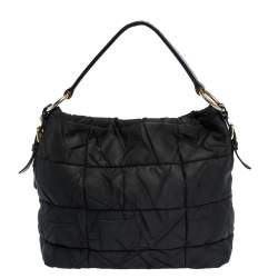 Pre Owned Prada Black Nylon and Patent Leather Hobo