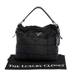Pre Owned Prada Black Nylon and Patent Leather Hobo