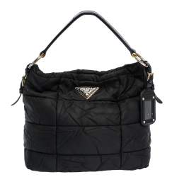 Pre Owned Prada Black Nylon and Patent Leather Hobo
